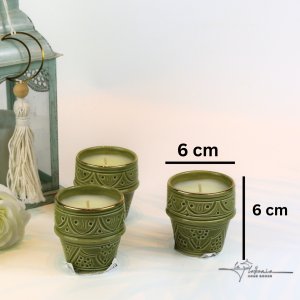 Olive green Tri small Candles Chabi Chic set