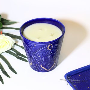 Plain Majorelle blue medium conical candle