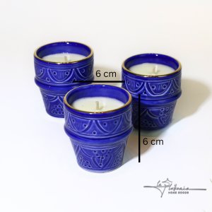 Plain Majorelle blue set of 3 Candles Chabi Chic set