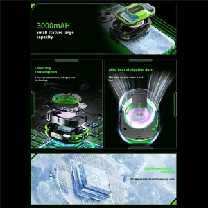 Clip On Semiconductor Phone Cooler with Digital Display 3 Speeds Silent Magnetic Cooling Fan