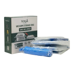 Voya Vacuum Compression Storage Bags 10pcs Set with hand pump - Transparent