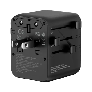 3 Port 25W GaN III Tech 2 Type-C and 1 USB-A with 2AC Travel Adapter - Black