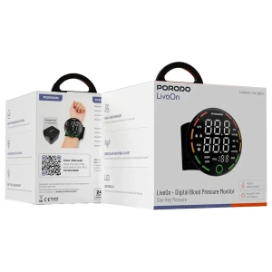 Porodo LiveOn - Digital Blood Pressure Monitor with One-Key Measure - Blac