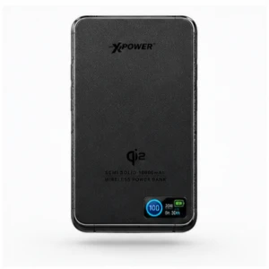 10000mAh Magnetic Semi solid Wireless Power Bank Display CCC Safety, XPower MagFlight10 25W/30W, Black