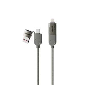 MF240 1.2M Magnetic Absorption 4 in 1 Zinc Alloy 240W PD Sync & Charge Cable - Titanium - 4895246609966