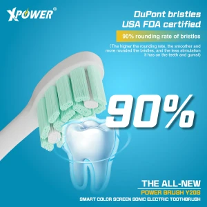 XPower The All-New Power Brush Y20S Smart Color Screen Sonic Electric Toothbrush Black-4895246614212