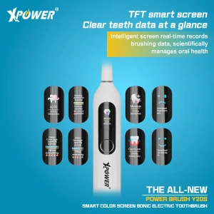 XPower The All-New Power Brush Y20S Smart Color Screen Sonic Electric Toothbrush White-4895246614229