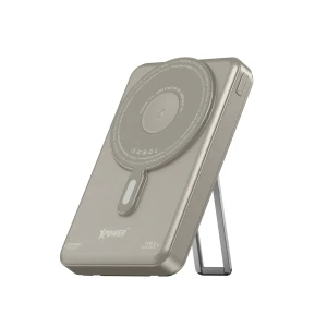XPower M10R 7 in 1 10000mAh PD 3.0 Built-in Type-C PD/Lightning Cable + Wireless Charging + Power Bank with Stand - Titanium