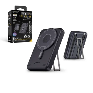 XPower M10R 7 in 1 10000mAh PD 3.0 Built-in Type-C PD/Lightning Cable + Wireless Charging + Power Bank with Stand - Black