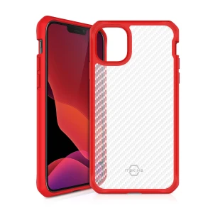 Itskins Hybrid Tek - Antimicrobial Case For iPhone 12 & 12 Pro -Red And Transparent-4894465864491
