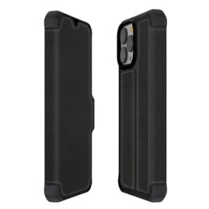 Itskins Hybrid Folio Series Cover For iPhone 13 Pro (6.1) -Black With Real Leather-4894465990770