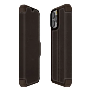 Itskins Hybrid Folio Series Cover For iPhone 13 Pro Max (6.7) - Brown With Real Leather-4894465478896