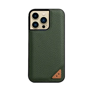 Melkco Ingenuity Series Lai Chee Pattern Premium Leather Snap Cover Case For iPhone 13 Pro - Green