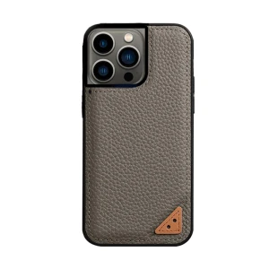 Melkco Ingenuity Series Lai Chee Pattern Premium Leather Snap Cover Case For iPhone 13 Pro - Grey