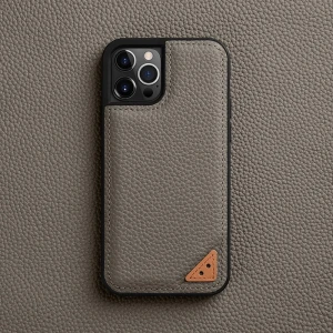 Melkco Ingenuity Series Lai Chee Pattern Premium Leather Snap Cover Case For iPhone 13 Pro - Grey