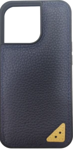 Melkco Ingenuity Series Lai Chee Pattern Premium Leather Snap Cover Case For iPhone 13 Pro - Dark Blue