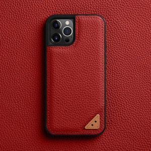 Melkco Ingenuity Series Lai Chee Pattern Premium Leather Snap Cover Case For iPhone 13 Pro - Red