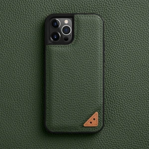 Melkco Ingenuity Series Lai Chee Pattern Premium Leather Snap Cover Case For iPhone 13 Pro Max - Green