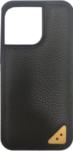 Melkco Ingenuity Series Lai Chee Pattern Premium Leather Snap Cover Case For iPhone 13 Pro Max - Black