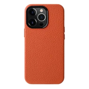 Melkco-Origin Paris Magsafe Clemence Leather Regal Cover Case For Iphone 15 Pro Max - Orange
