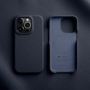 Melkco Back Snap Pro Series With Magsafe Clemence Leather Regal Cover Case For Iphone 15 Pro Max - Dark Blue
