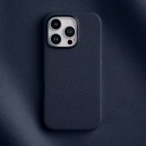 Melkco Origin Paris Magsafe Clemence Leather Regal Cover Case for iPhone 16 Pro Max - Navy Blue